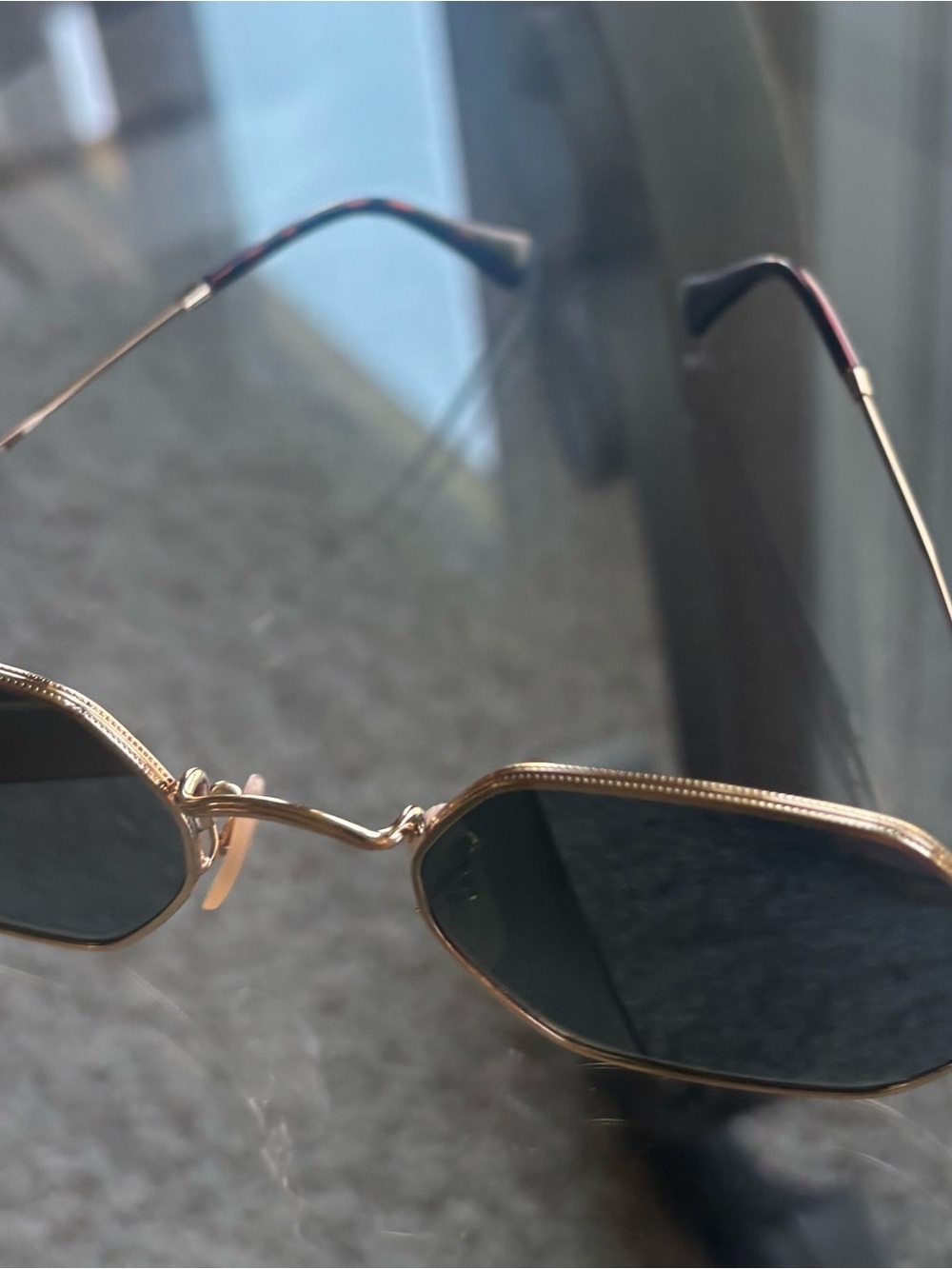 Ray-Ban Flash Octagon Classic Sunglasses Mirrored Arista Gold Frame RB3556 NWOT - Picture 4 of 12